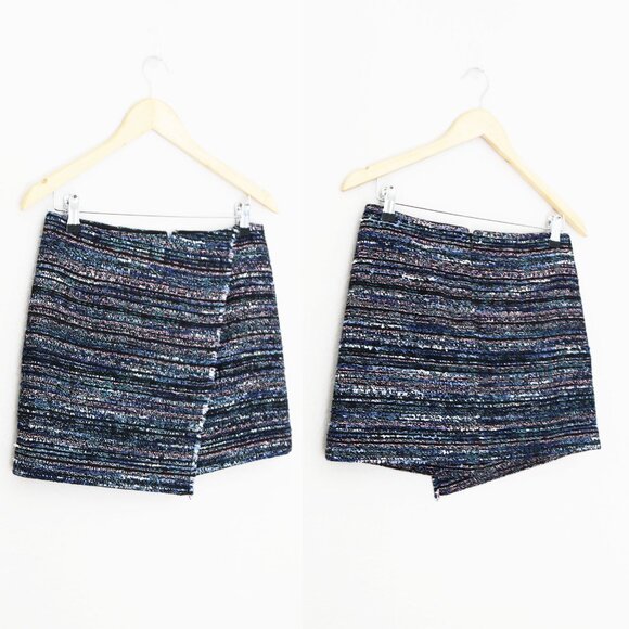 Diane Von Furstenberg DVF Austyn Black Indigo Camellia Tweed Faux Wrap Skirt 2 - Picture 5 of 16